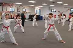 High rank color belts working on their traditional Songahm forms in the afternoon Family class. 