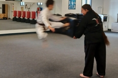 High-rank kid practicing a running jump side kick!