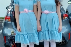 The Girls from 'The Shining' were a big hit in the costume contest! Scary and cute!