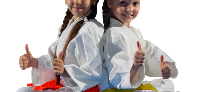 two karate students with thumbs up