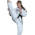 teen girl karate kicking