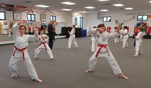 High rank color belts working on their traditional Songahm forms in the afternoon Family Martial Arts Class.