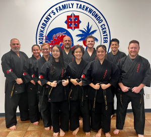 Chief Masters Laura and David Kowkabany with their high-rank Black Belts and Assistant Instructors.
